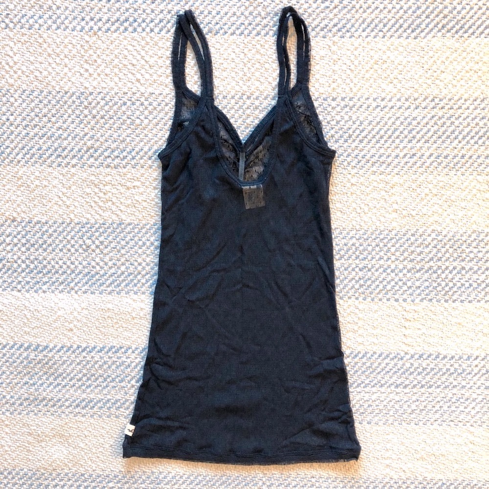 Hollister Sheer Navy Blue Lace Tank Top - Picture 3 of 6